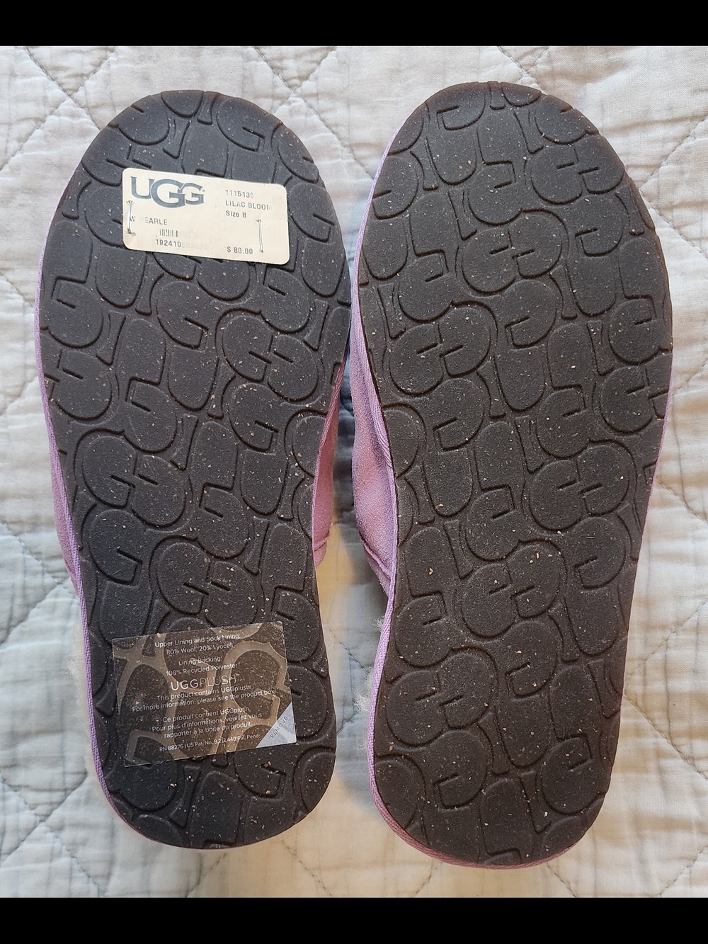 UGG Scuffette Women's Lavender Suede Shearling Slippers - Picture 4 of 9